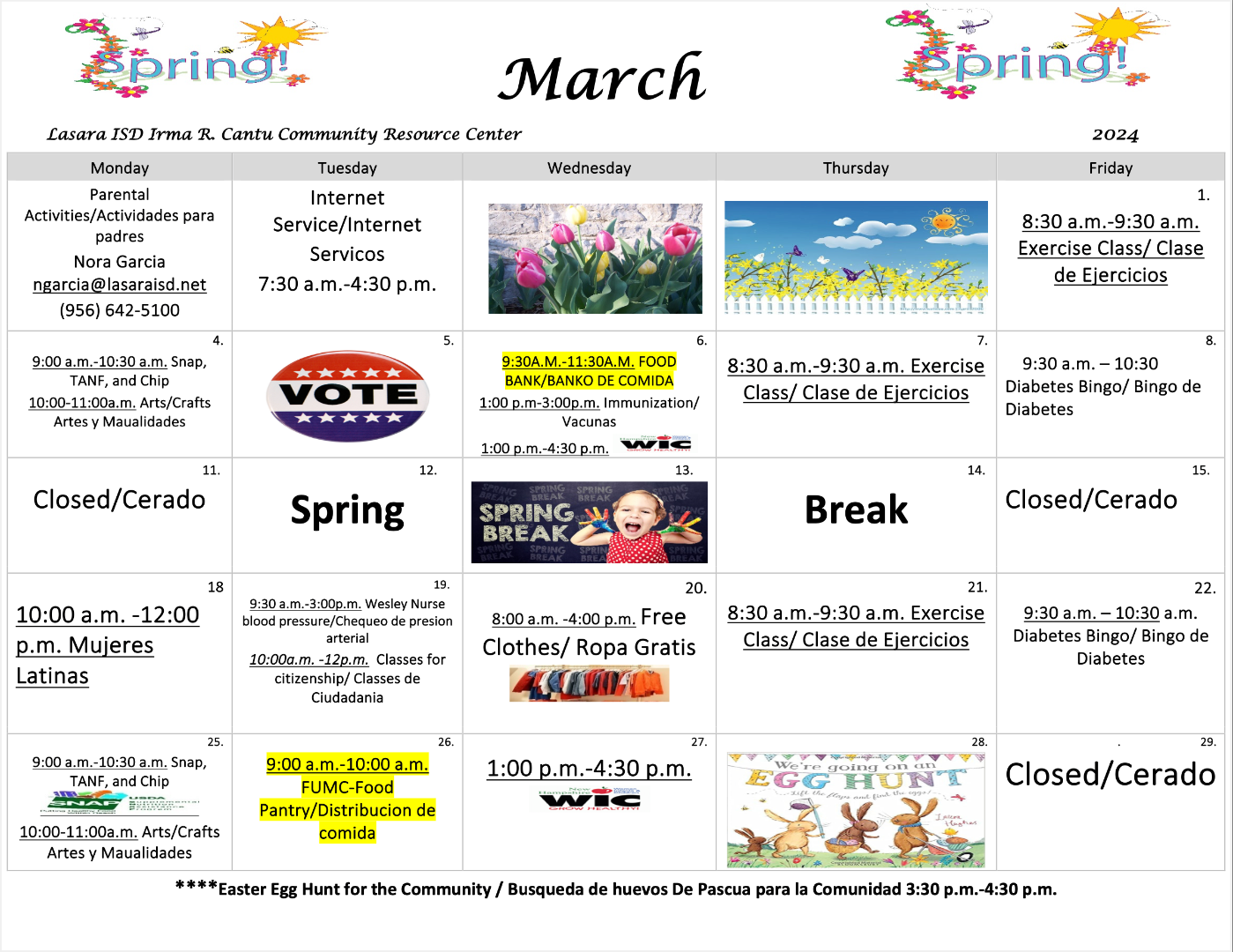 Lasara ISD Community Center Calendar